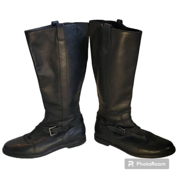Cole Haan Black Leather Riding Boots Women's Size 7 - Picture 1 of 8
